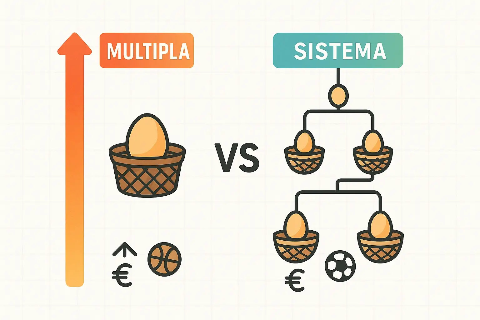 Confronto tra scommessa multipla e sistema: differenze tra rischio concentrato e rischio distribuito